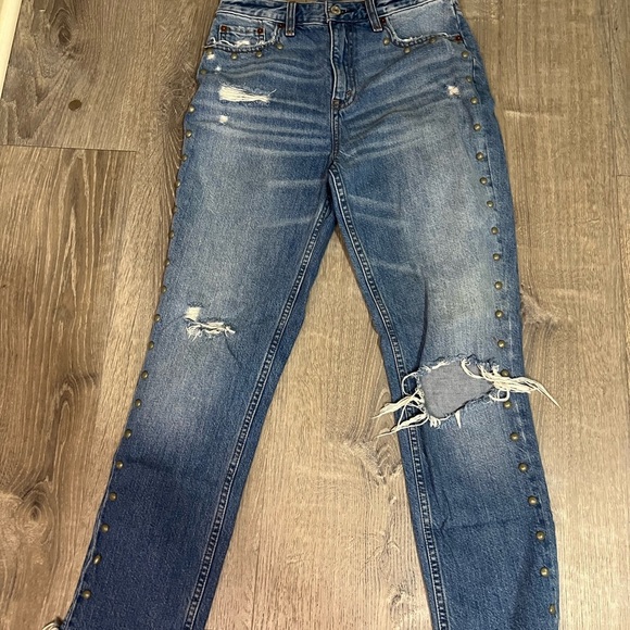 Abercrombie & Fitch Blue Studded Skinny Jeans - Picture 1 of 4